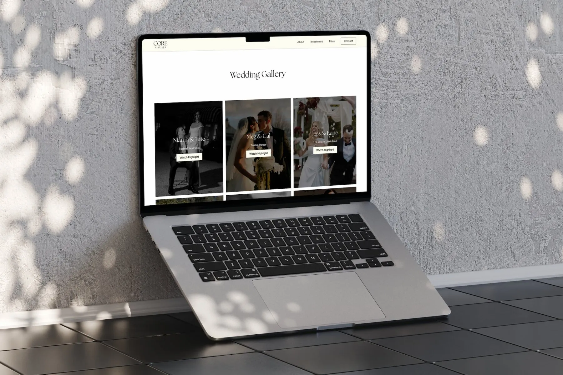 Core Visuals 2.0 website on a large screen