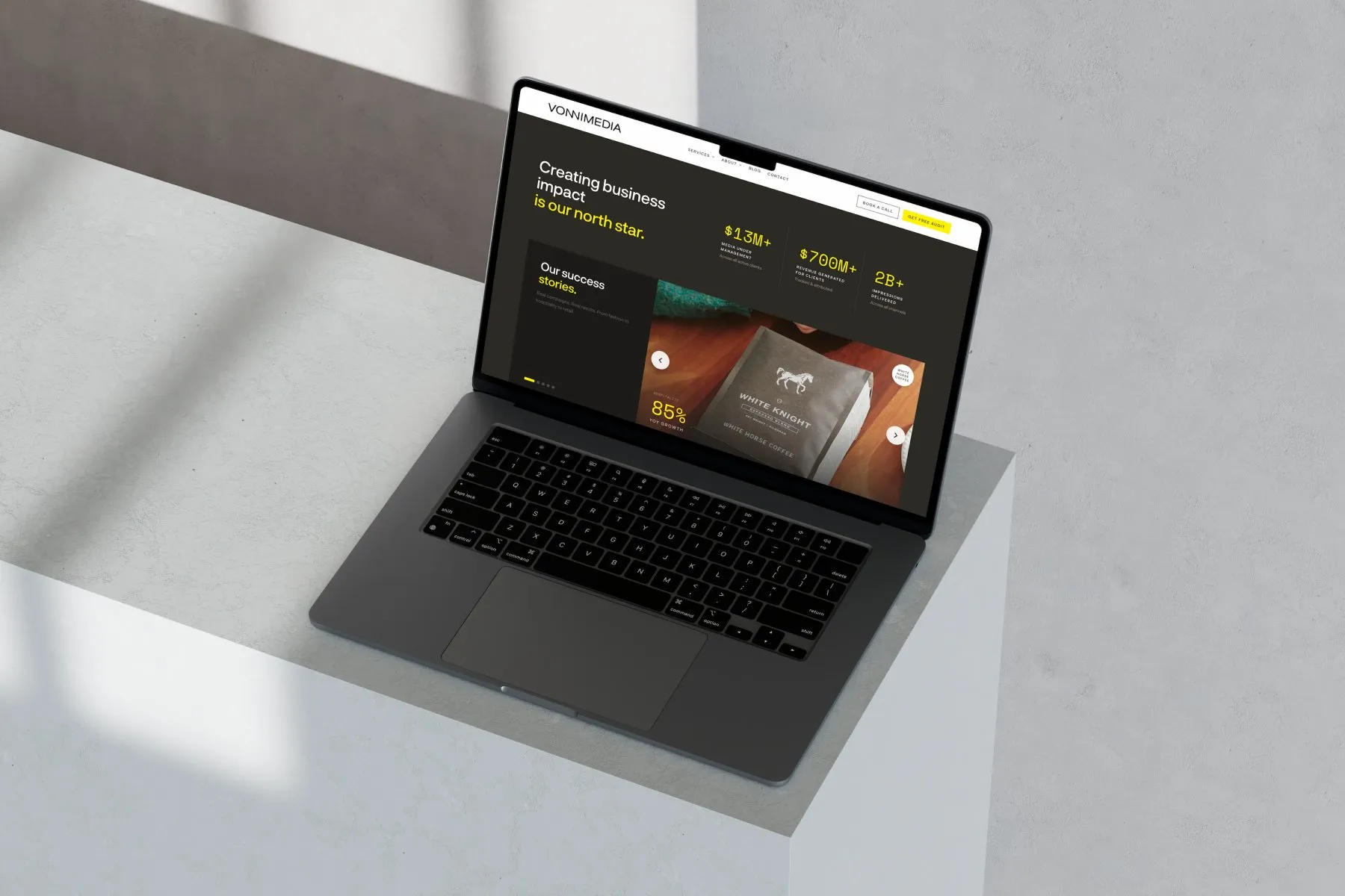 Vonnimedia website on a large screen