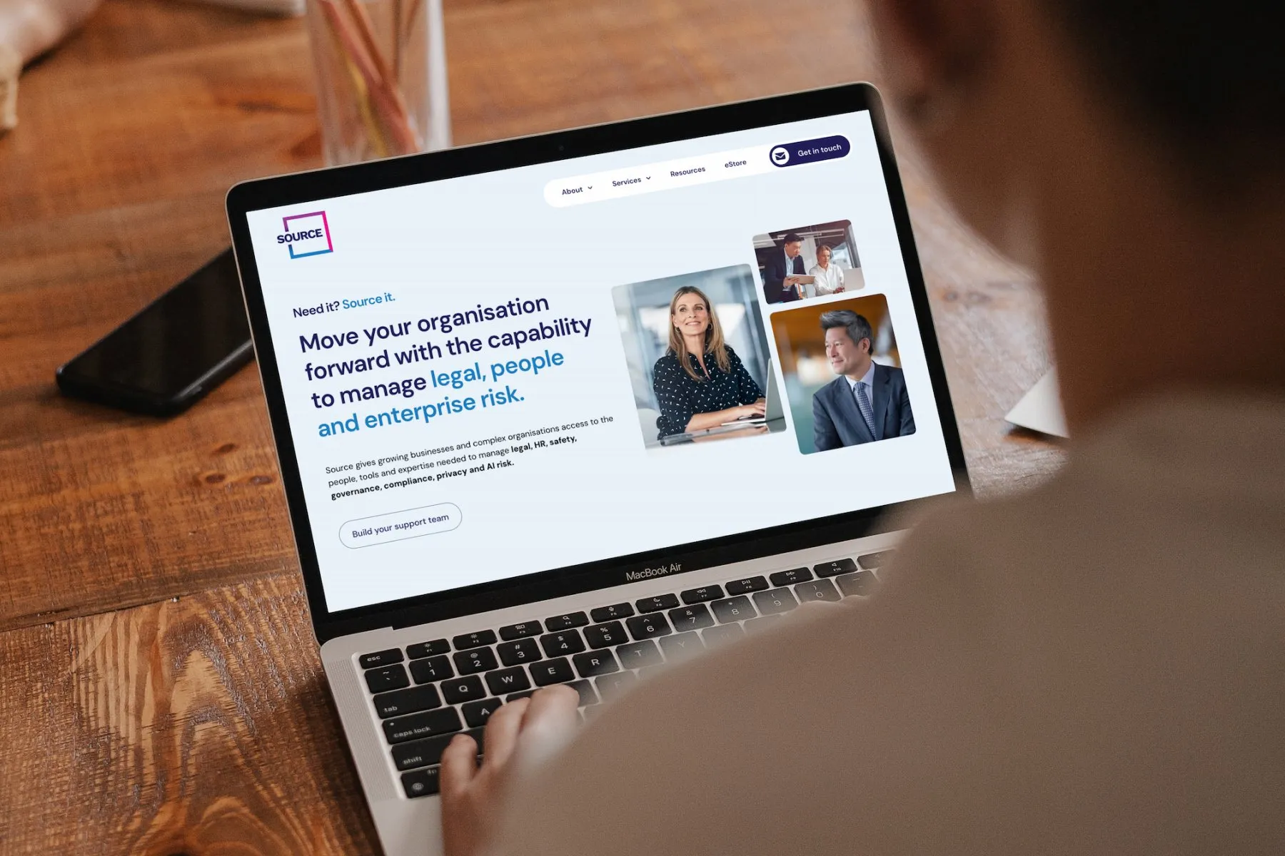 Source website on a large screen
