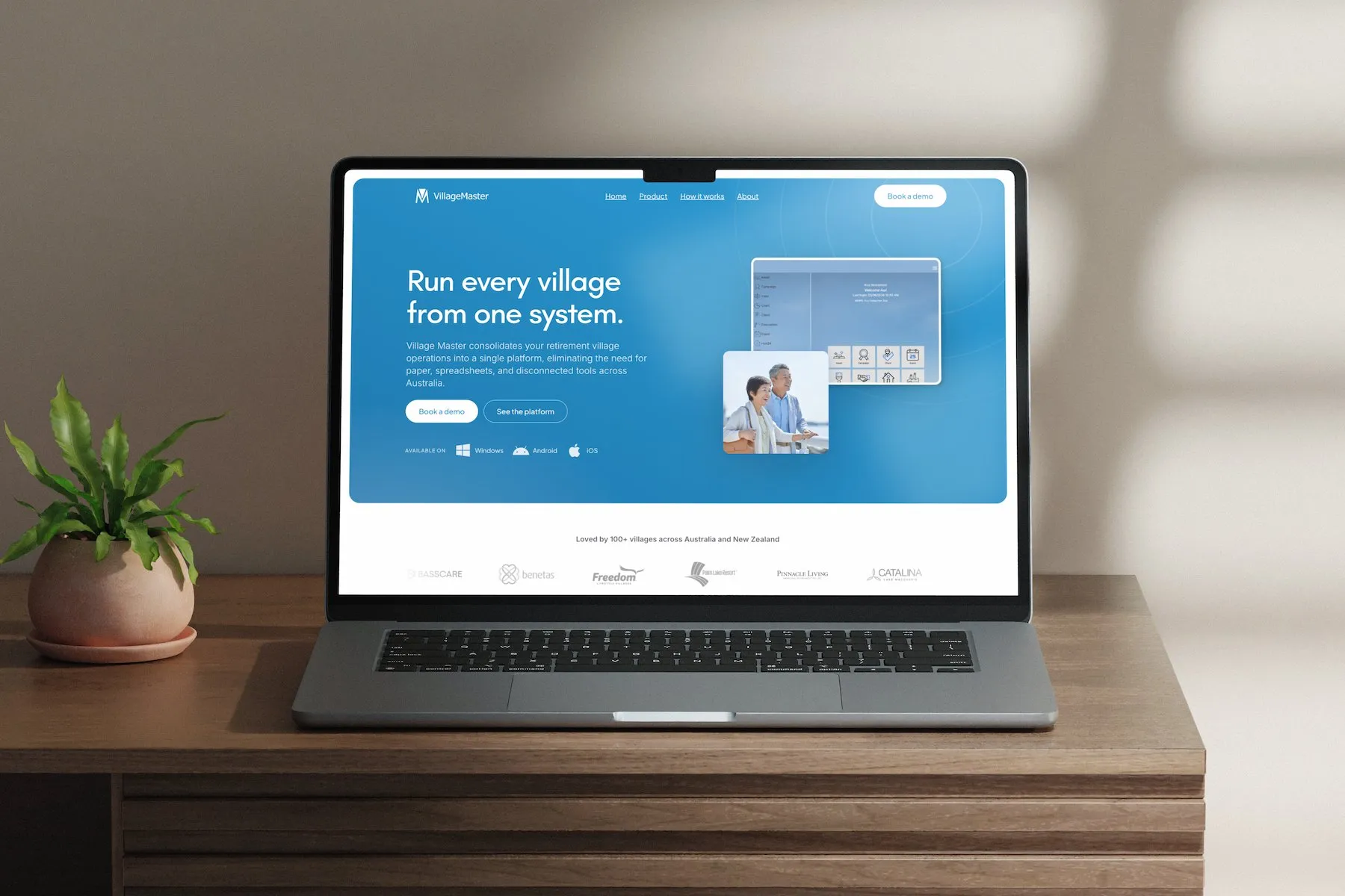 VillageMaster website on a large screen