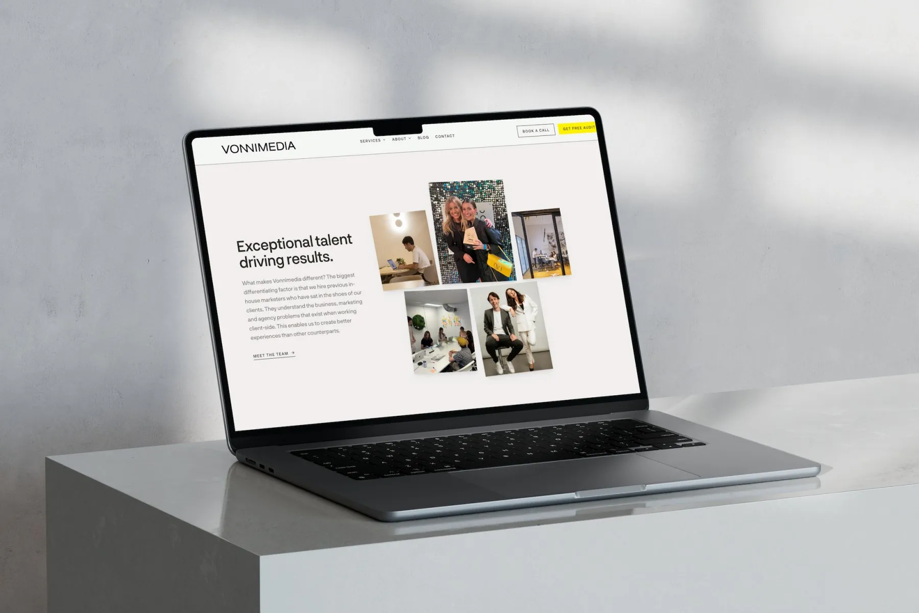 Vonnimedia website on a laptop