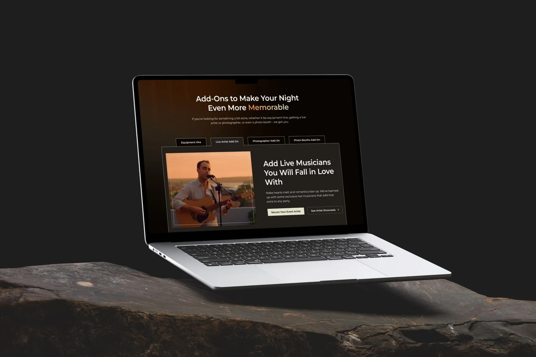 Platinum DJ Services website on a laptop