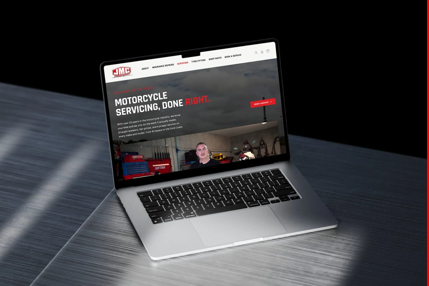 JMC Motorcycles (Website) website on a laptop