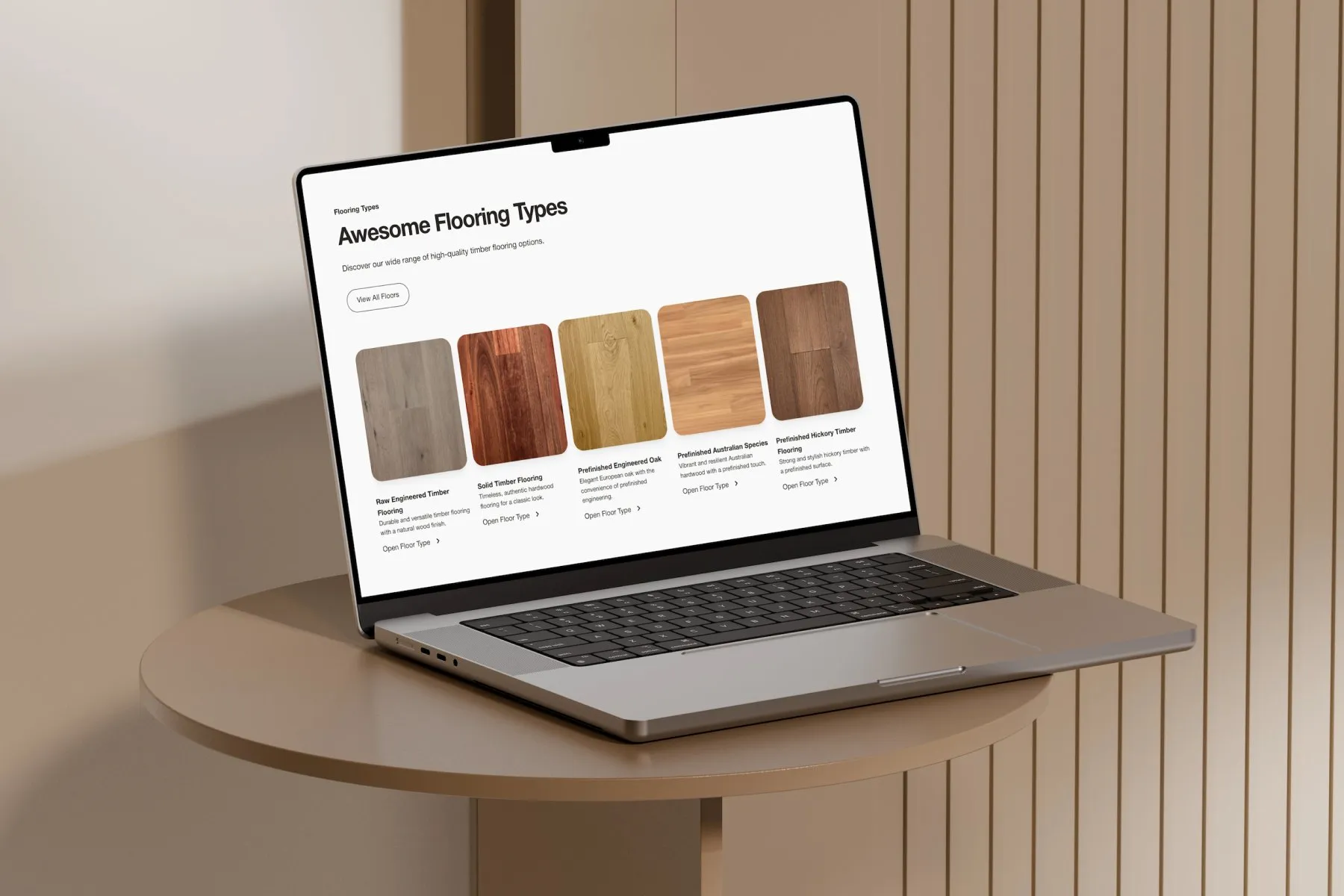 Awesome Timber Floors website on a laptop
