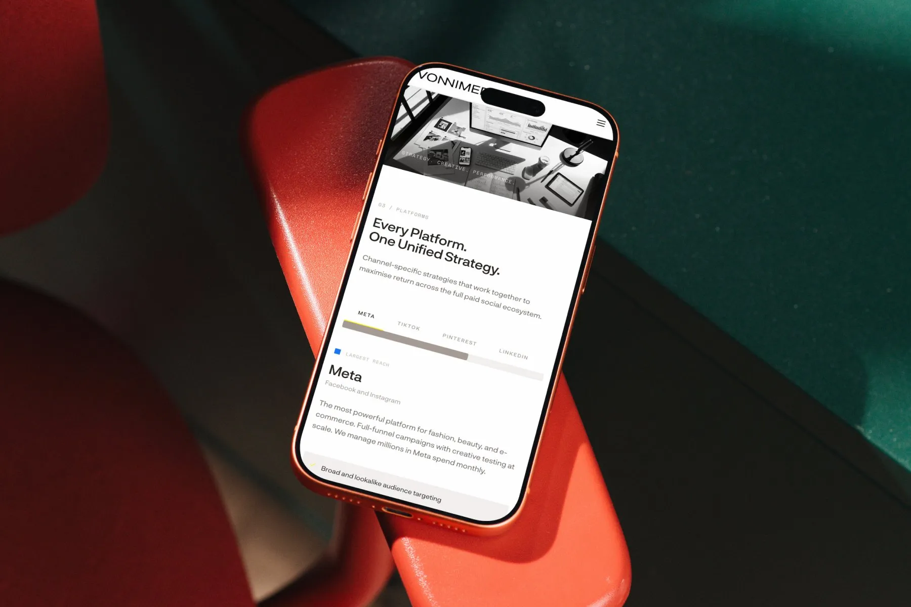 Vonnimedia website on a mobile device