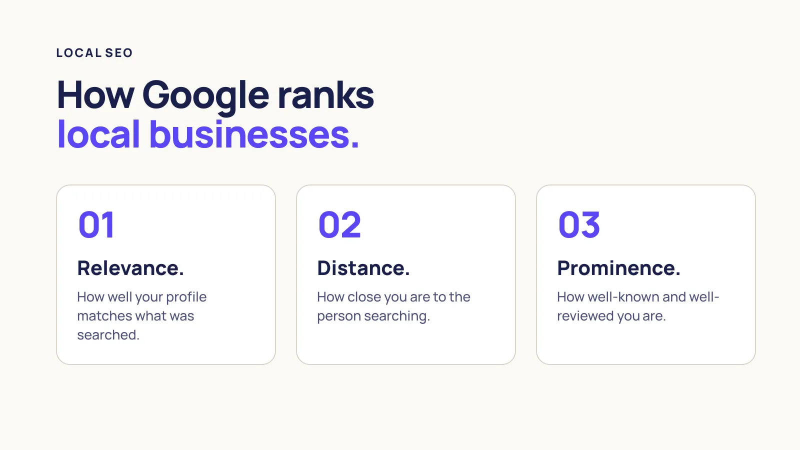 Google’s three local ranking factors: relevance, distance and prominence